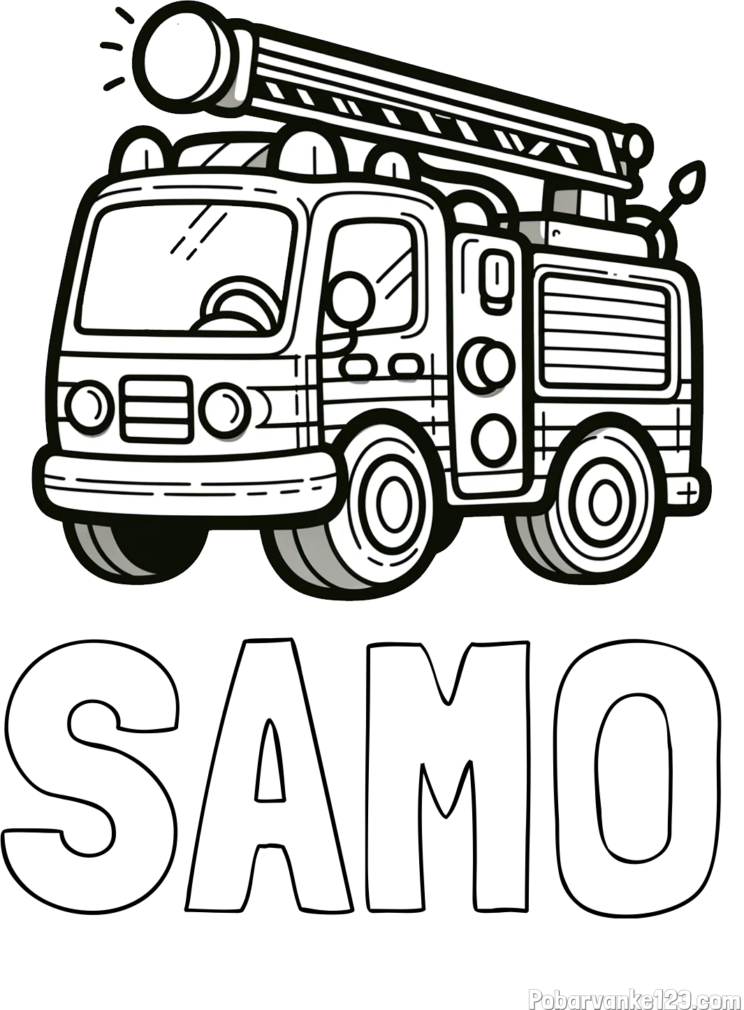 Pobarvanka imena SAMO in otroška pobarvanka preprostega gasilskega avta