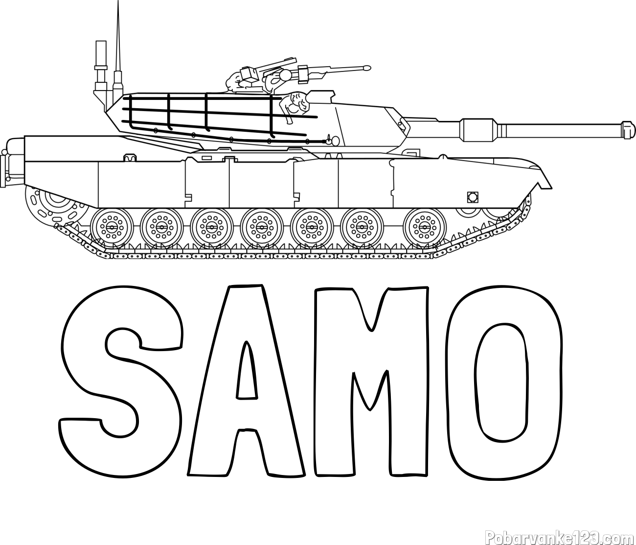 Pobarvanka imena SAMO in pobarvanka tanka M1 Abrams