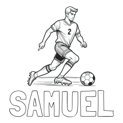 Online izdelana pobarvanka - Pobarvanka imena SAMUEL in pobarvanka nogometaša