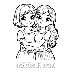 Online izdelana pobarvanka - Pobarvanka imena SANDRA IN SAŠA in pobarvanka ljubkih prijateljic