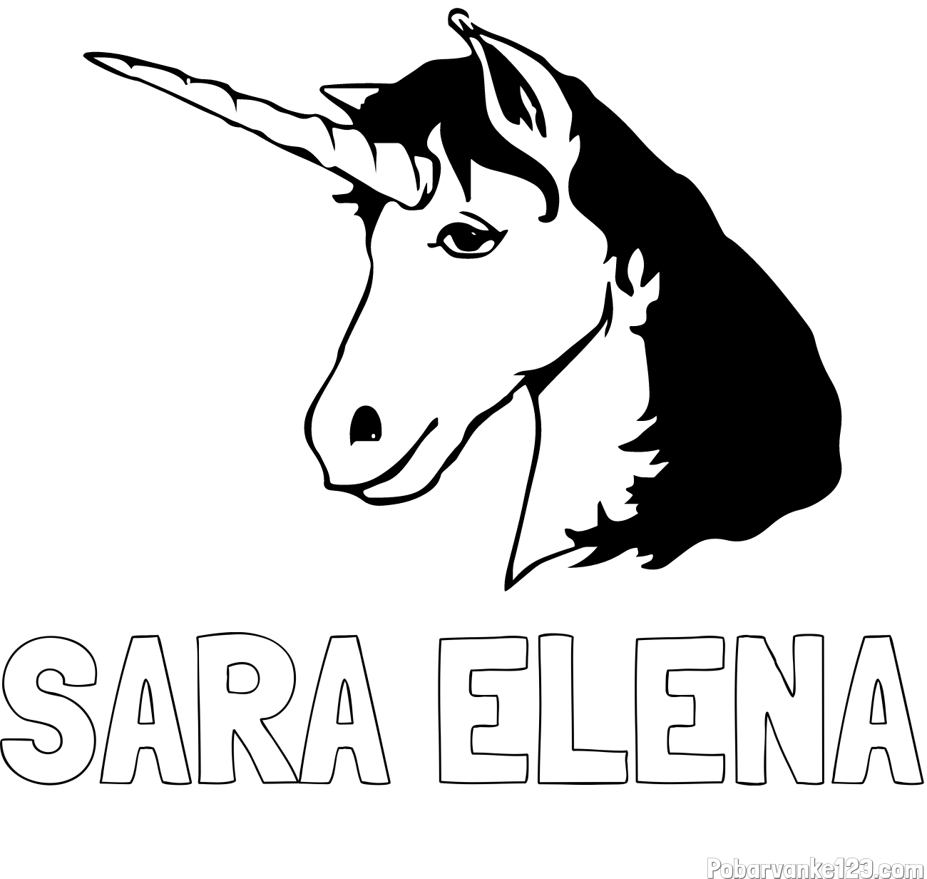 Pobarvanka imena SARA ELENA in pobarvanka samorog