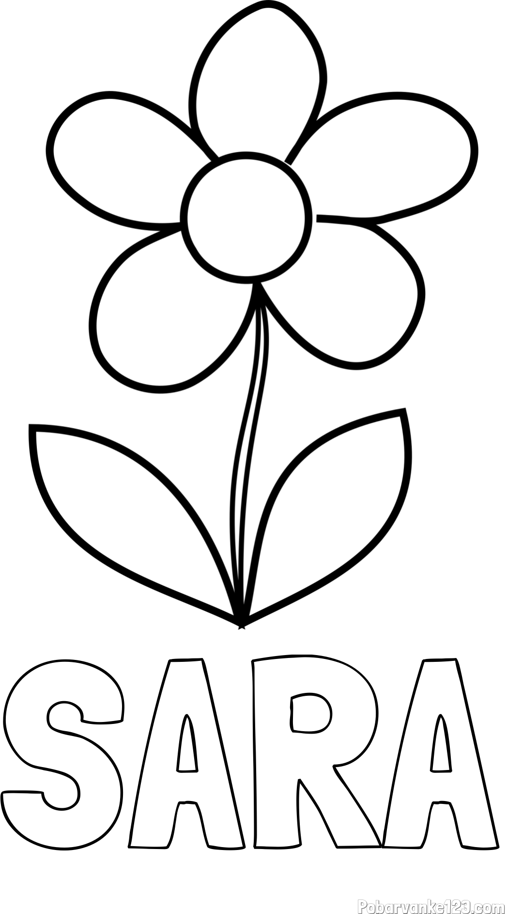 Pobarvanka imena SARA in otroška pobarvanka rože