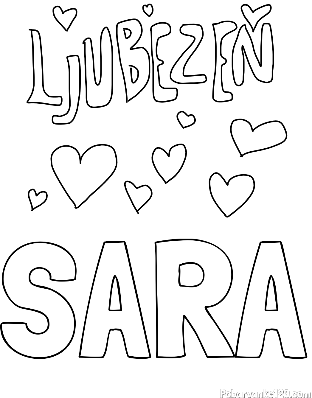 Pobarvanka imena SARA in pobarvanka ljubezni ❤