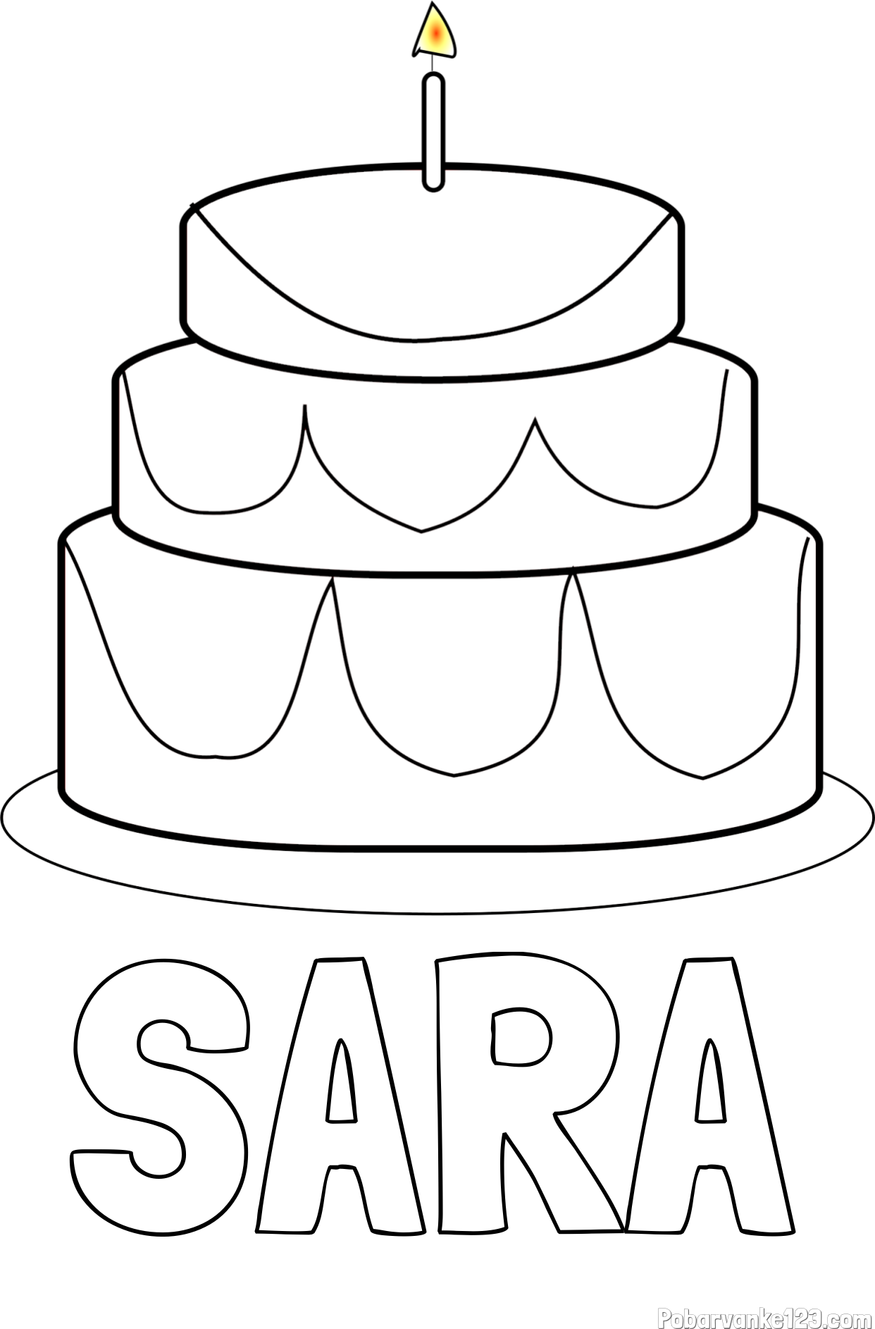 Pobarvanka imena SARA in pobarvanka poročne torte
