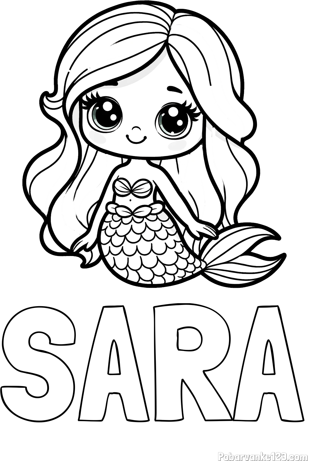 Pobarvanka imena SARA in pobarvanka prikupne morske deklice