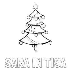 Online izdelana pobarvanka - Pobarvanka imena SARA IN TISA in božična smreka