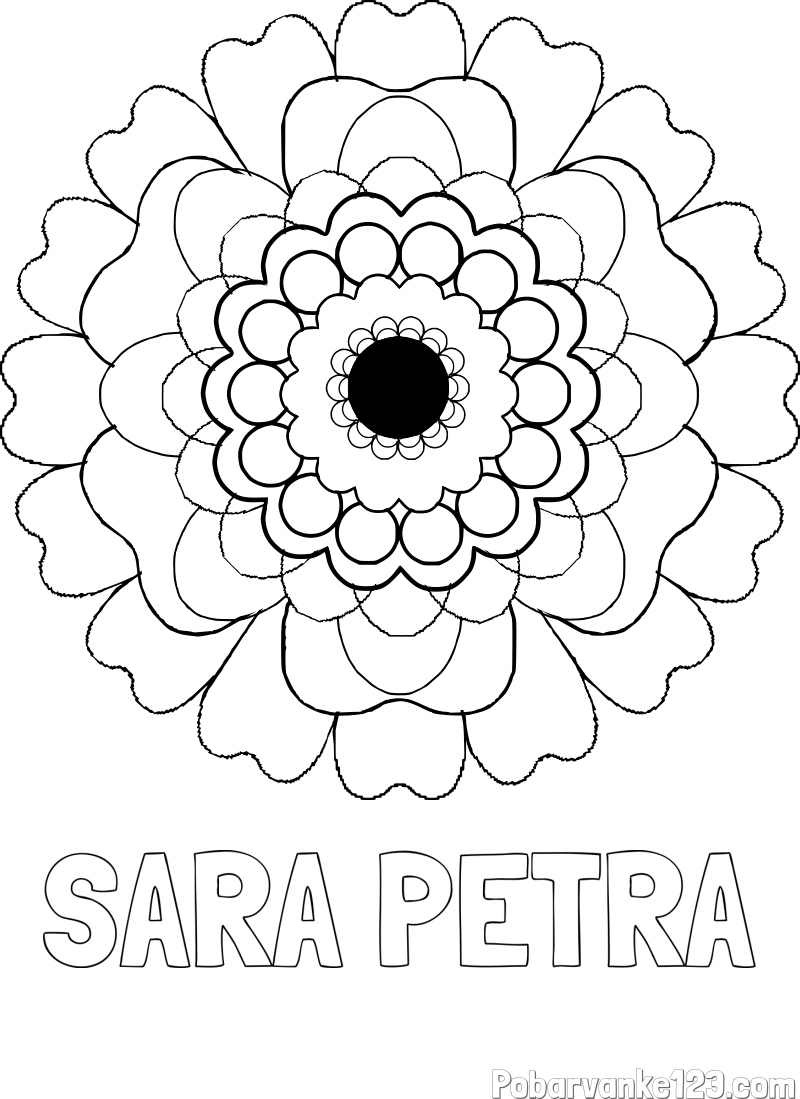 Pobarvanka imena SARA PETRA in pobarvanka rože