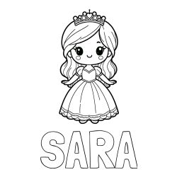 Pobarvanka imena SARA ter princeske