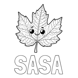 Online izdelana pobarvanka - Pobarvanka imena SAŠA in otroška pobarvanka nasmejanega lista