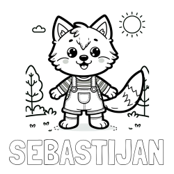 Online izdelana pobarvanka - Pobarvanka imena SEBASTIJAN in pobarvanka ljubkega volka