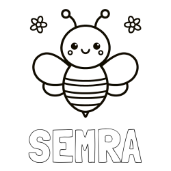 Online izdelana pobarvanka - Pobarvanka imena SEMRA in otroška pobarvanka čebele