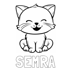Online izdelana pobarvanka - Pobarvanka imena SEMRA in pobarvanka prikupne mačke