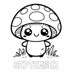 Online izdelana pobarvanka - Pobarvanka imena SEPTEMBER in otroška pobarvanka gobe