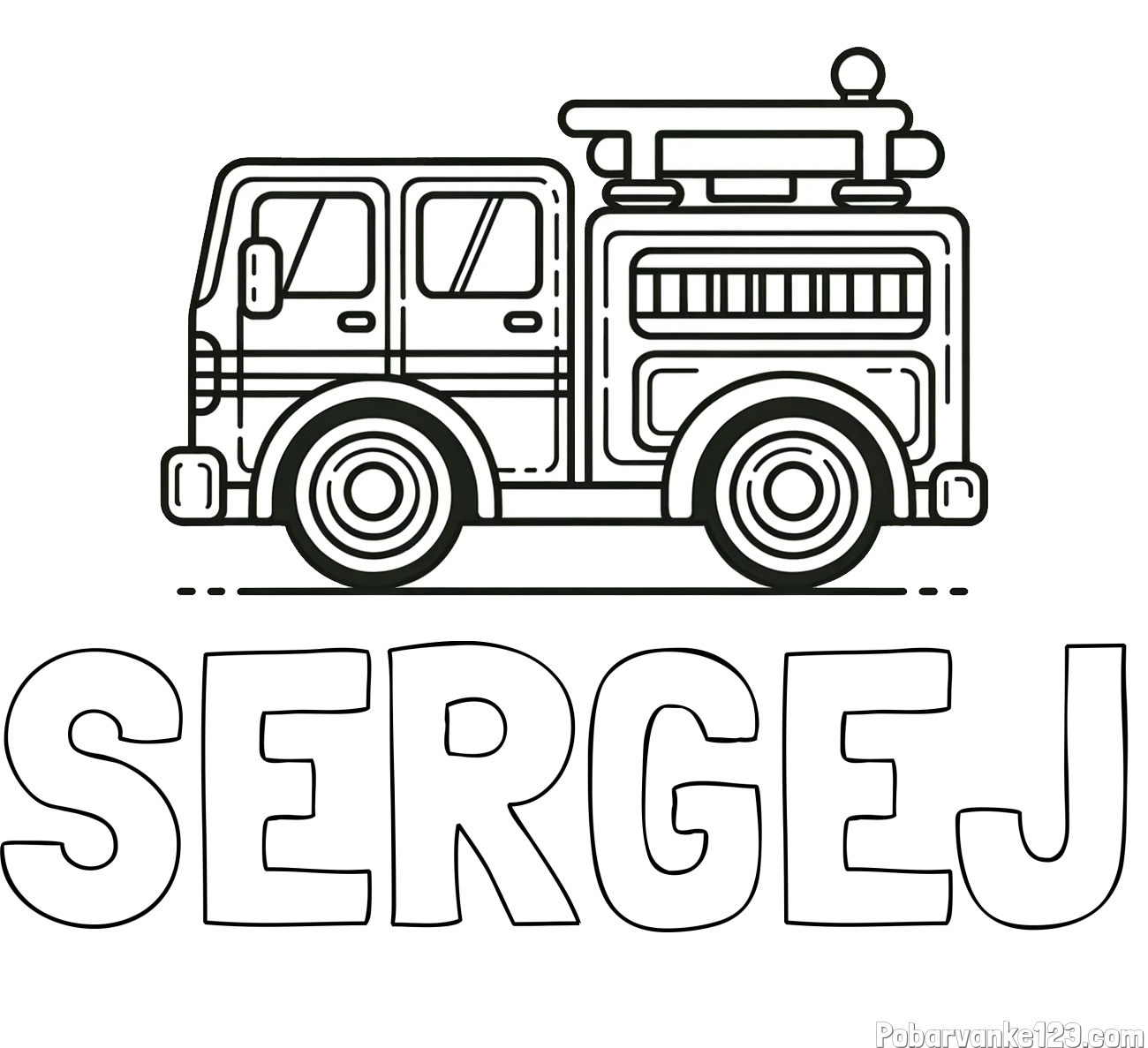 Pobarvanka imena SERGEJ in lepa pobarvnak gasilskega avta