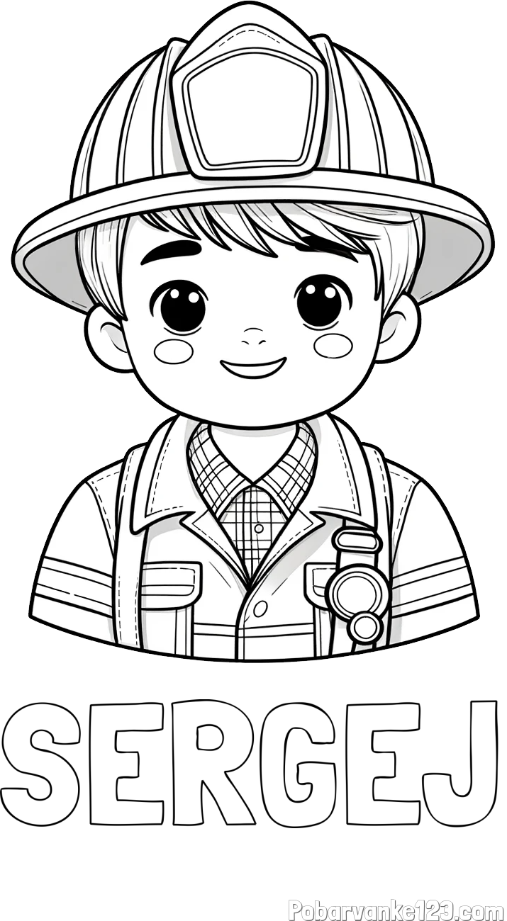 Pobarvanka imena SERGEJ in pobarvanka mladega gasilca