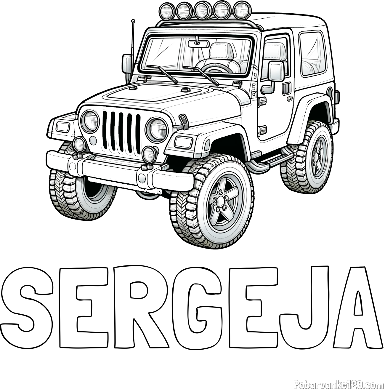 Pobarvanka imena SERGEJA in pobarvanka džipa