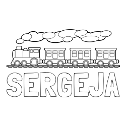 Online izdelana pobarvanka - Pobarvanka imena SERGEJA in pobarvanka vlaka