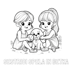 Online izdelana pobarvanka - Pobarvanka imena SESTRICI SPELA IN BETKA in pobarvanka prijateljic s kužkom