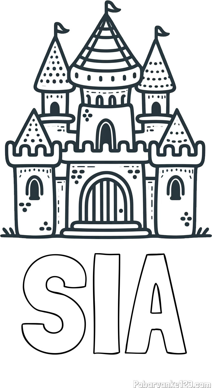 Pobarvanka imena SIA in otroška pobarvanka gradu