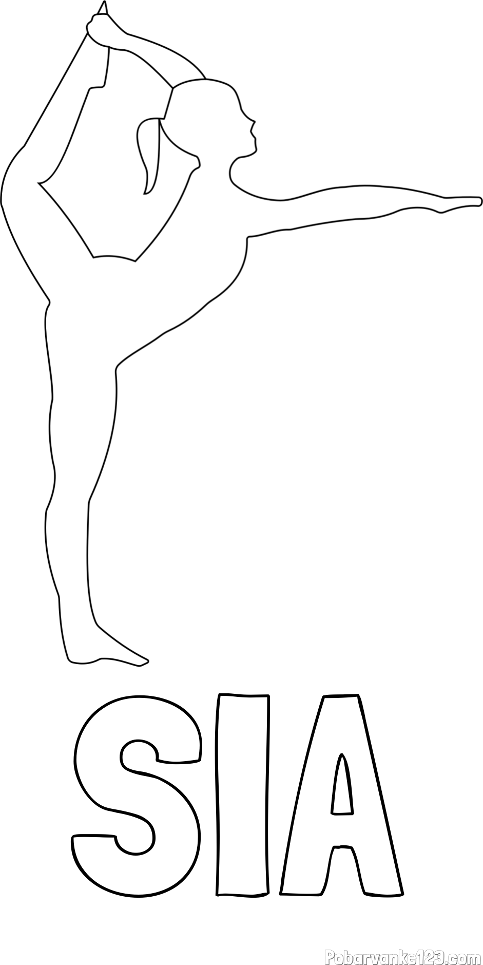 Pobarvanka imena SIA in pobarvanka baletke med ogrevanjem