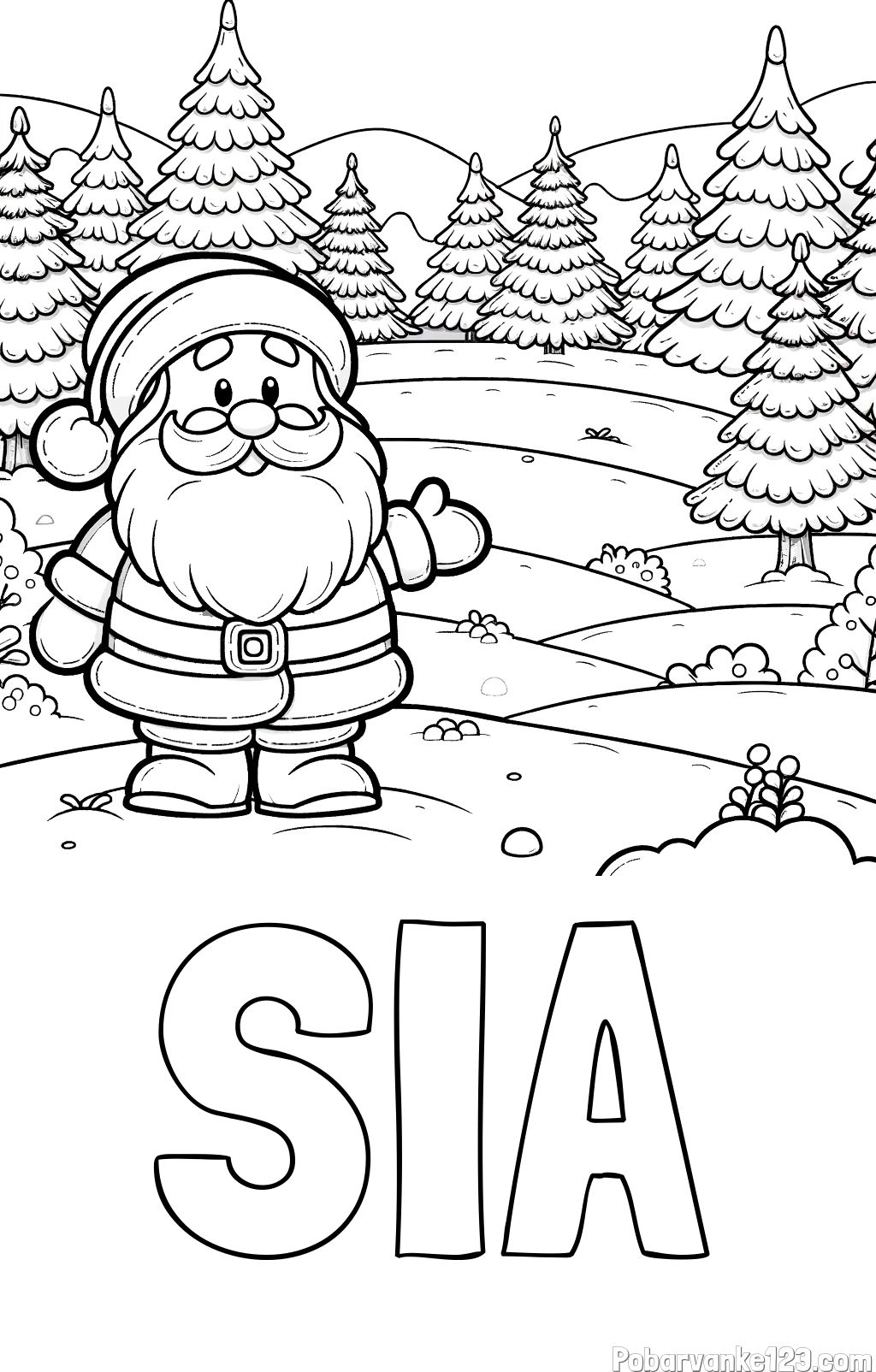 Pobarvanka imena SIA in pobarvanka Božička v naravi