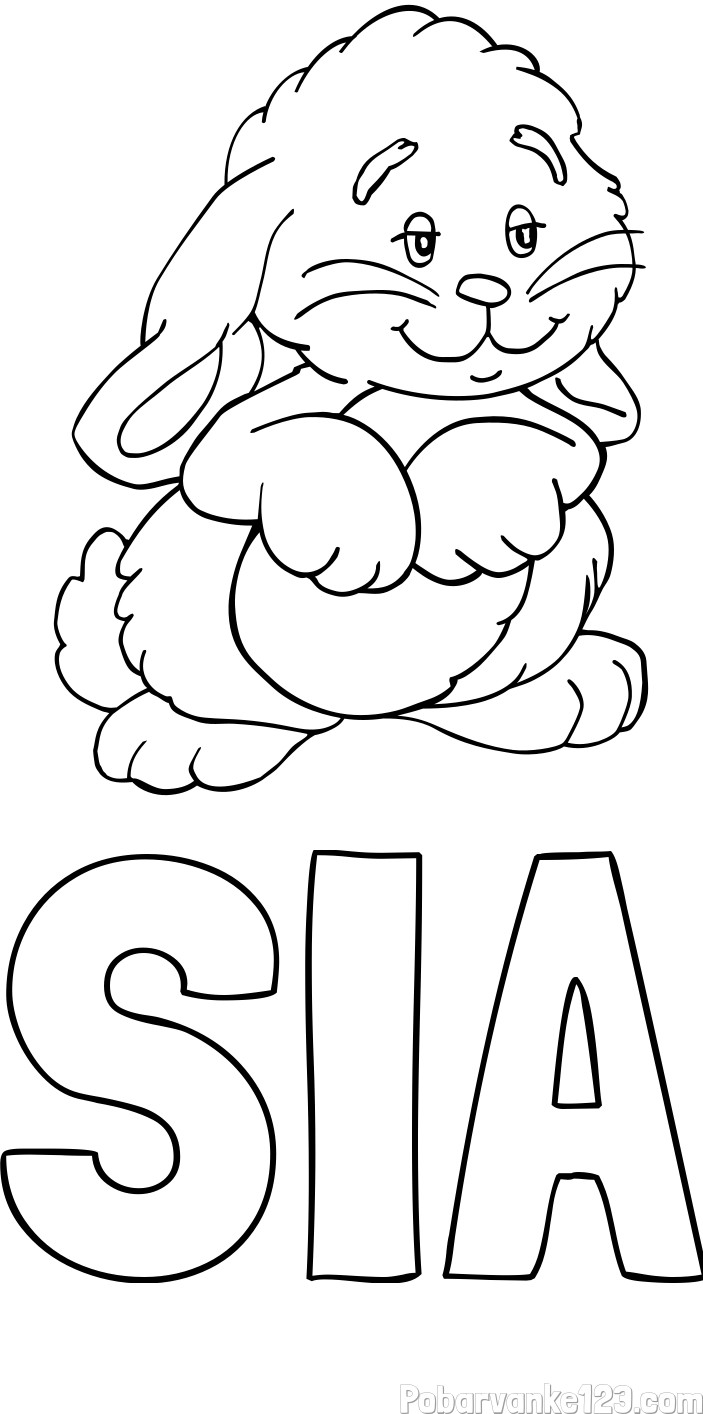 Pobarvanka imena SIA ter prikupnega zajčka