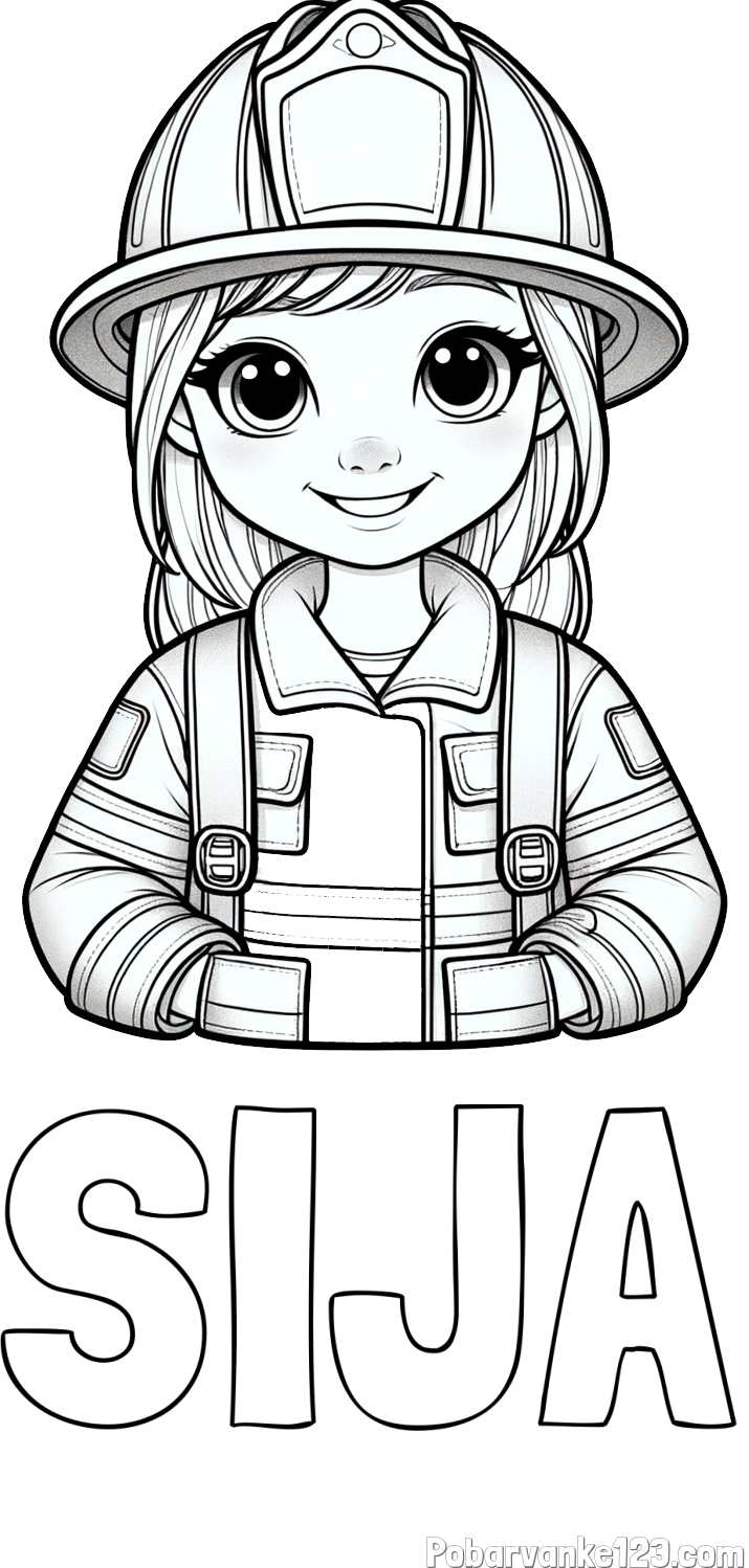 Pobarvanka imena SIJA in pobarvanka ljubke gasilke