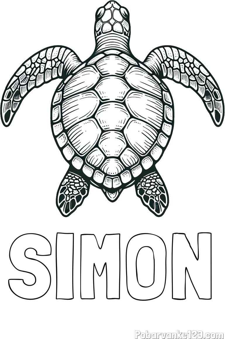 Pobarvanka imena SIMON in enostavna pobarvanka želve