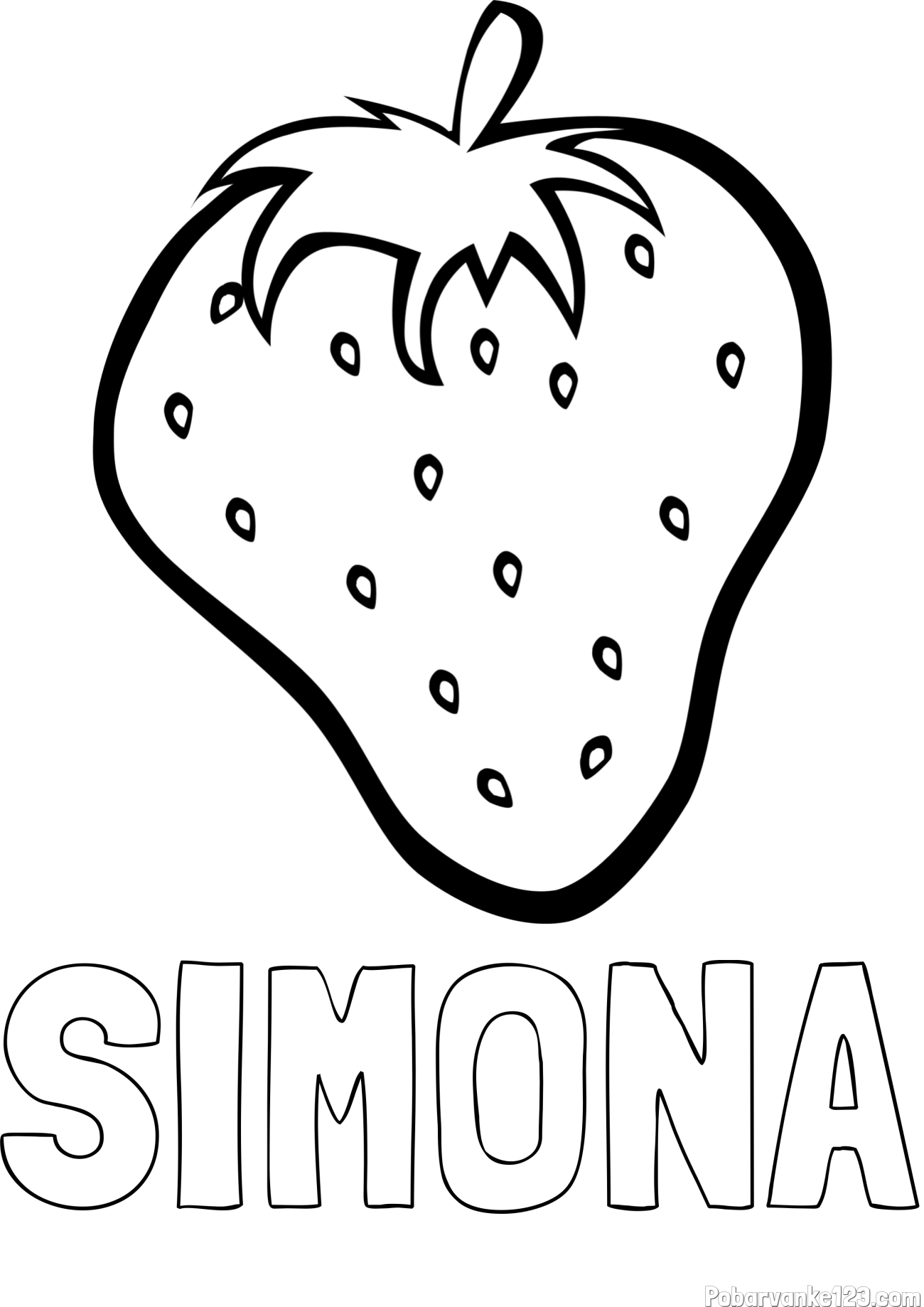 Pobarvanka imena SIMONA in pobarvanka sočne jagode