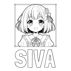 Online izdelana pobarvanka - Pobarvanka imena SIVA in pobarvanka ljubke punčke v anime slogu