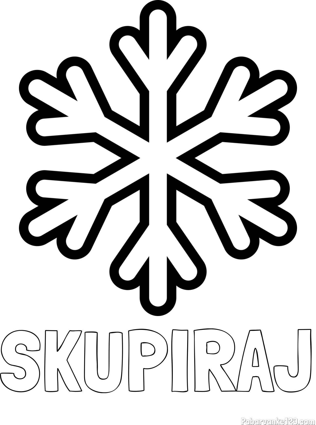 Pobarvanka imena SKUPIRAJ in pobarvanka enostavne snežinke
