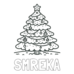 Online izdelana pobarvanka - Pobarvanka imena SMREKA in pobarvanka božičnega drevesa
