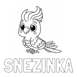 Online izdelana pobarvanka - Pobarvanka imena SNEŽINKA in pobarvanka ljubke papige