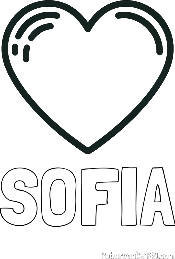 Pobarvanka imena SOFIA in pobarvanka lepega srčka