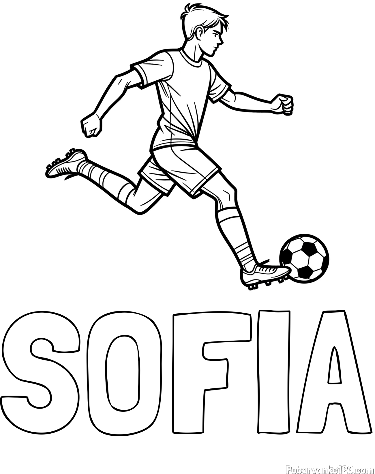 Pobarvanka imena SOFIA in pobarvanka nogometaša v napadu