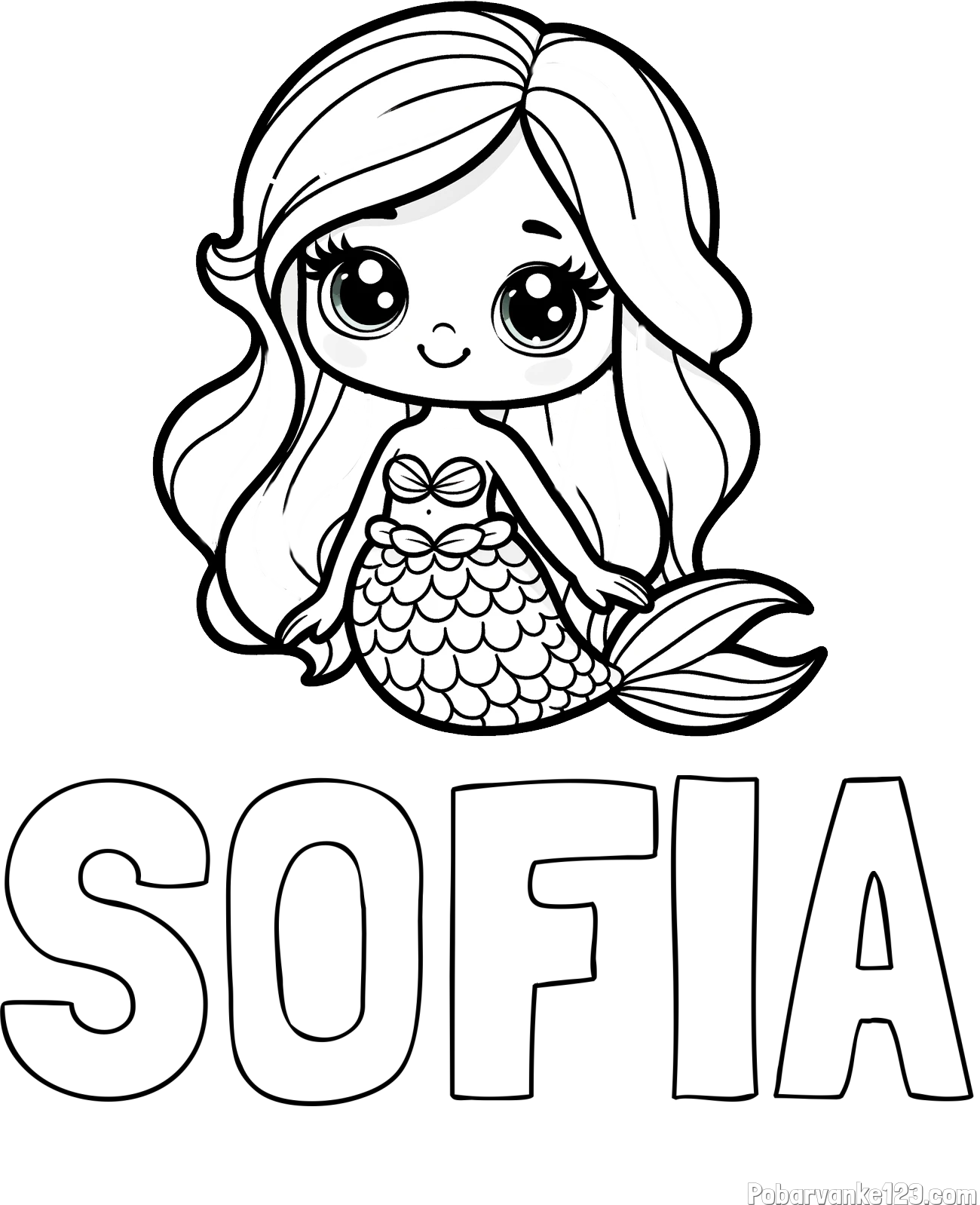 Pobarvanka imena SOFIA in pobarvanka prikupne morske deklice