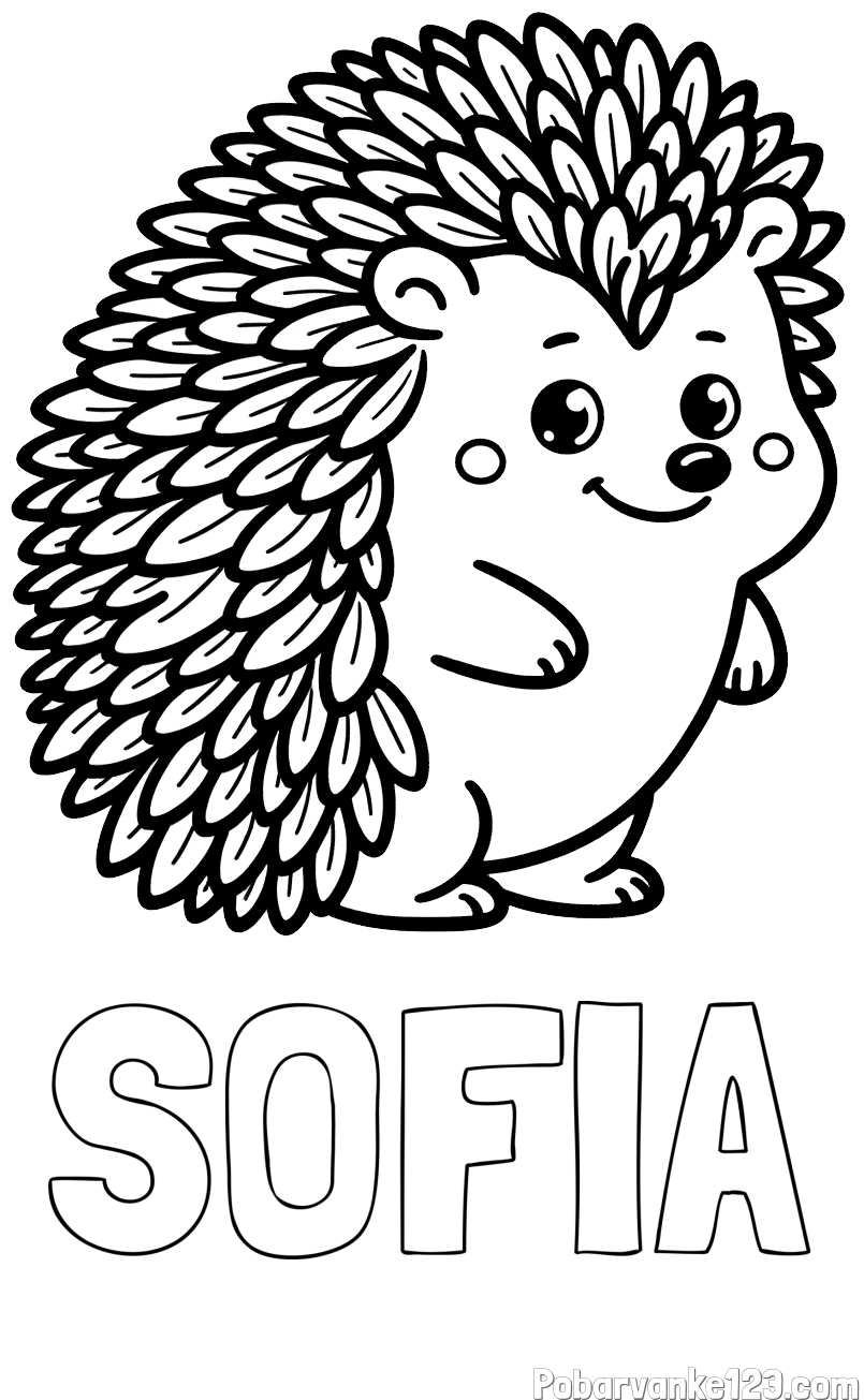 Pobarvanka imena SOFIA in pobarvanka prisrčnega ježka