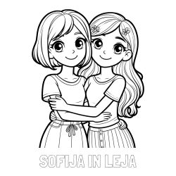 Online izdelana pobarvanka - Pobarvanka imena SOFIJA IN LEJA in pobarvanka ljubkih prijateljic