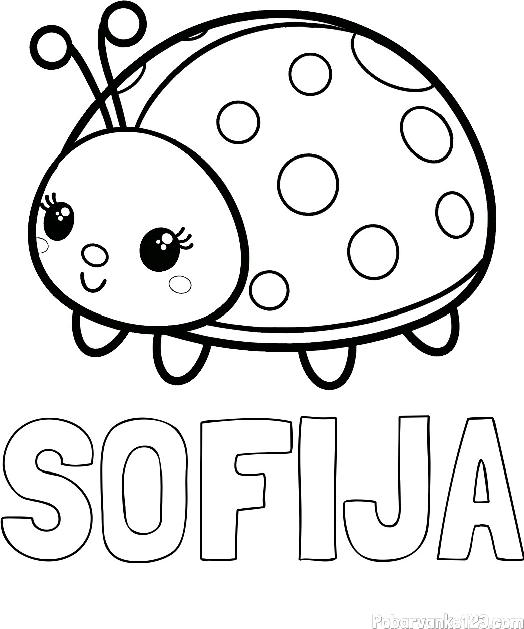 Pobarvanka imena SOFIJA in pikapolonice