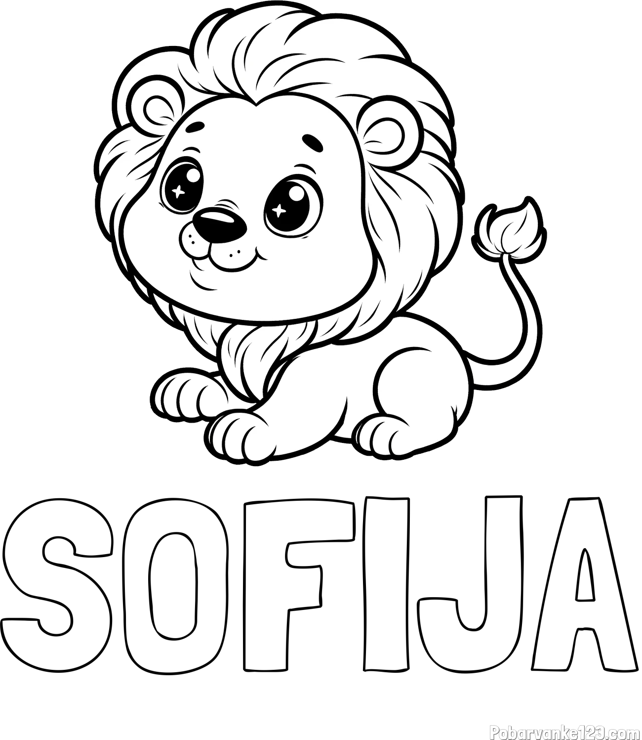 Pobarvanka imena SOFIJA in pobarvanka igrivega levčka