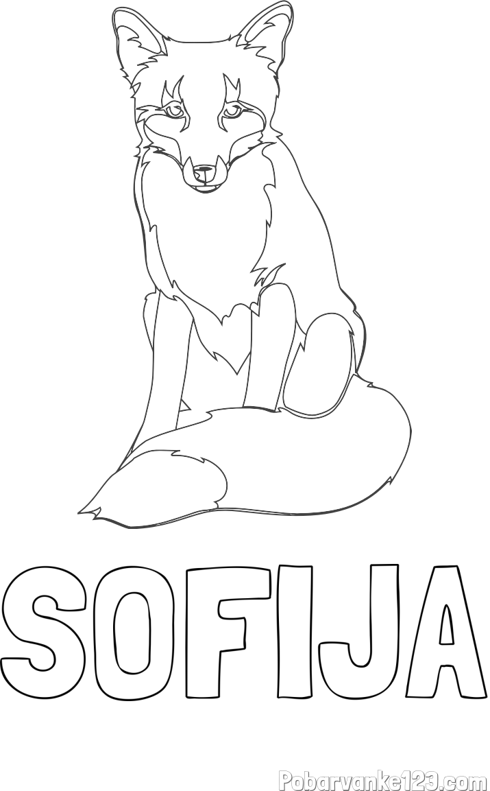 Pobarvanka imena SOFIJA in pobarvanka lisice