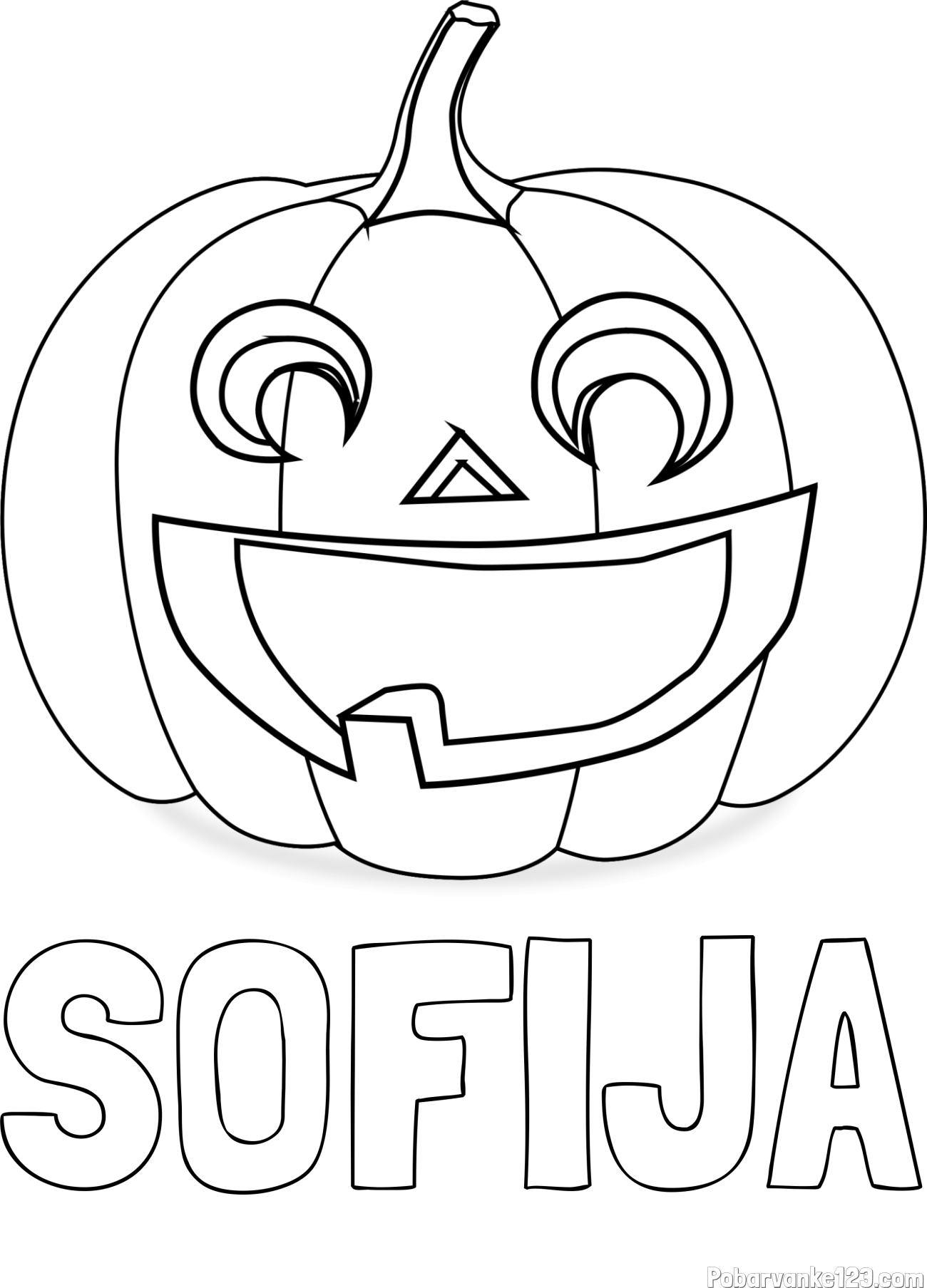 Pobarvanka imena SOFIJA in pobarvanka nasmejane buče za noč čarovnic