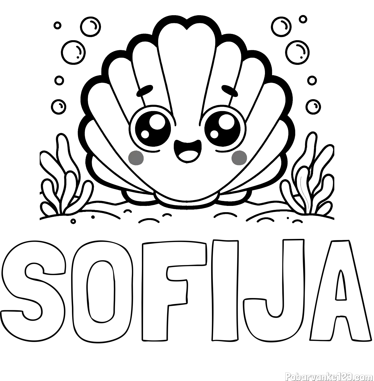 Pobarvanka imena SOFIJA in pobarvanka nasmejane školjke