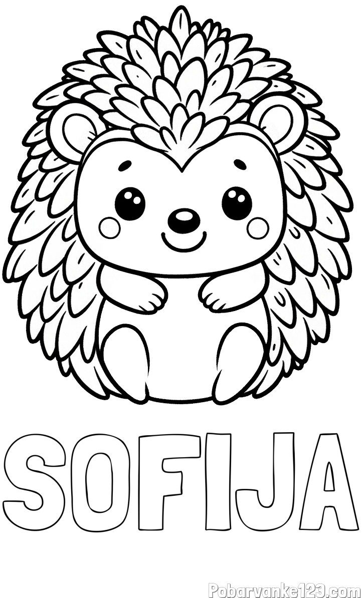 Pobarvanka imena SOFIJA in pobarvanka prikupnega ježa