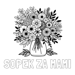 Online izdelana pobarvanka - Pobarvanka imena ŠOPEK ZA MAMI in pobarvanka veliekga šopka rož