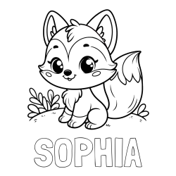 Online izdelana pobarvanka - Pobarvanka imena SOPHIA in pobarvanka lisičke
