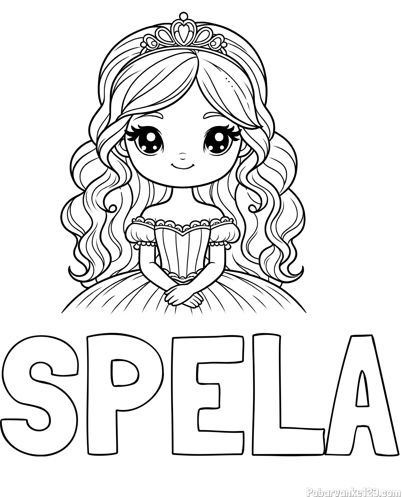 Pobarvanka imena ŠPELA in pobarvanka ljubke princese
