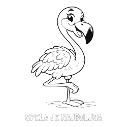Online izdelana pobarvanka - Pobarvanka imena ŠPELA JE NAJBOLJŠA in otroška pobarvanka prikupnega flaminga