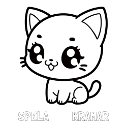 Online izdelana pobarvanka - Pobarvanka imena ŠPELA         KRAMAR in pobarvnaka ljubke muce v anime slogu