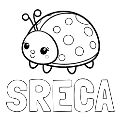 Online izdelana pobarvanka - Pobarvanka imena SREČA in pobarvanka ljubke pikapolonice